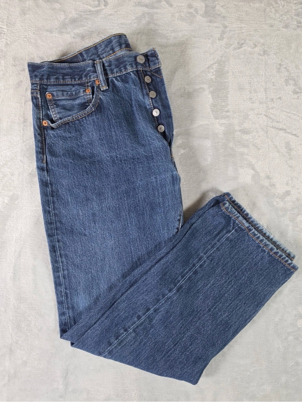 501 Levi's Jeans Blue Straight Leg Button Fly 100% Cotton W34 L30 Men's